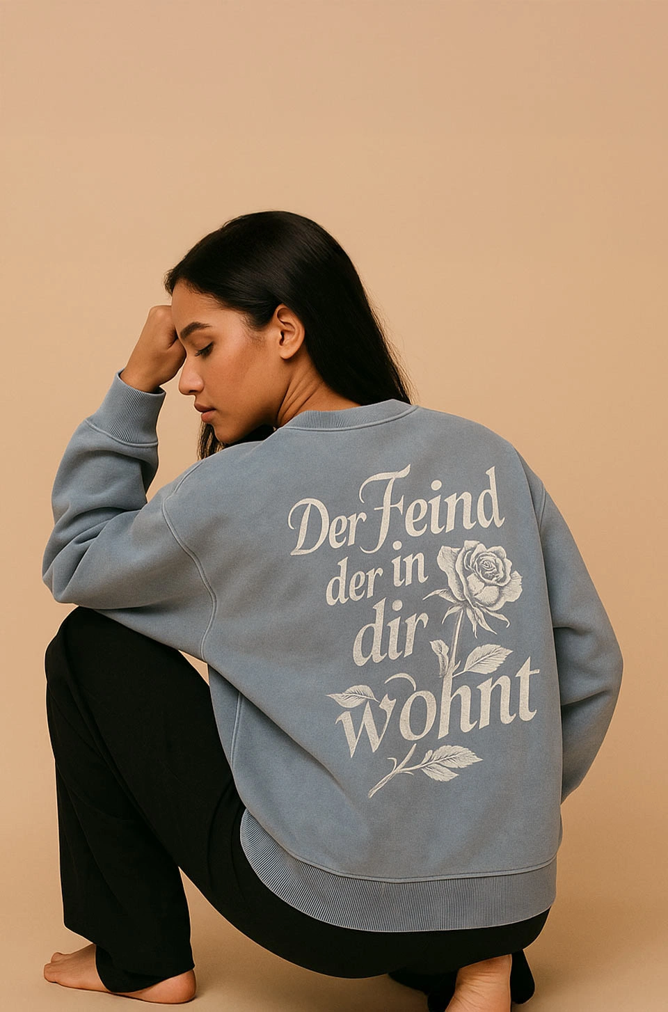 Hoodie with Citate blue
